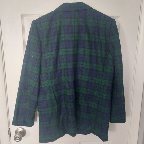 Leslie Fay Single Button Green & Blue Plaid Blazer, Size Large - Picture 2 of 4